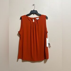 Calvin Klein Women's Sleeveless Pleated Neck Blouse XL